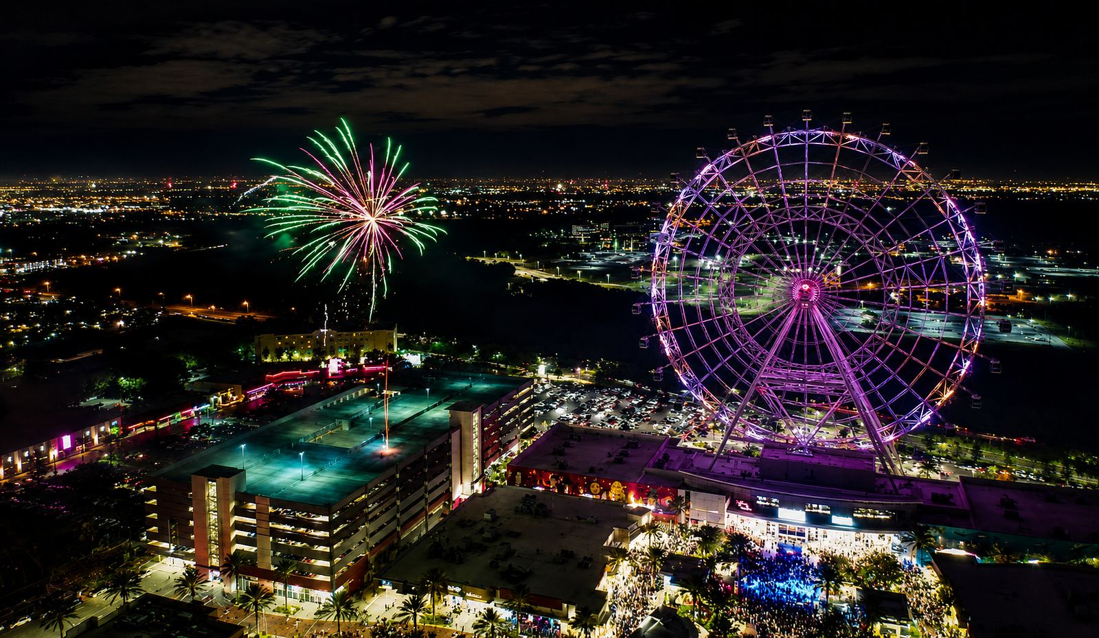Independence Day fireworks over ICON Park in Orlando