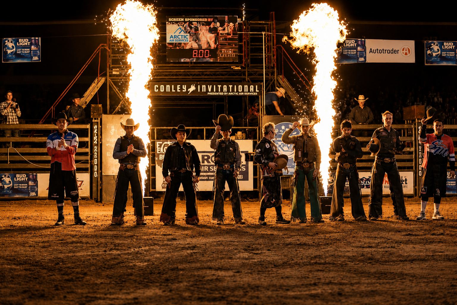 Flame effects at the Conley Invitational Rodeo