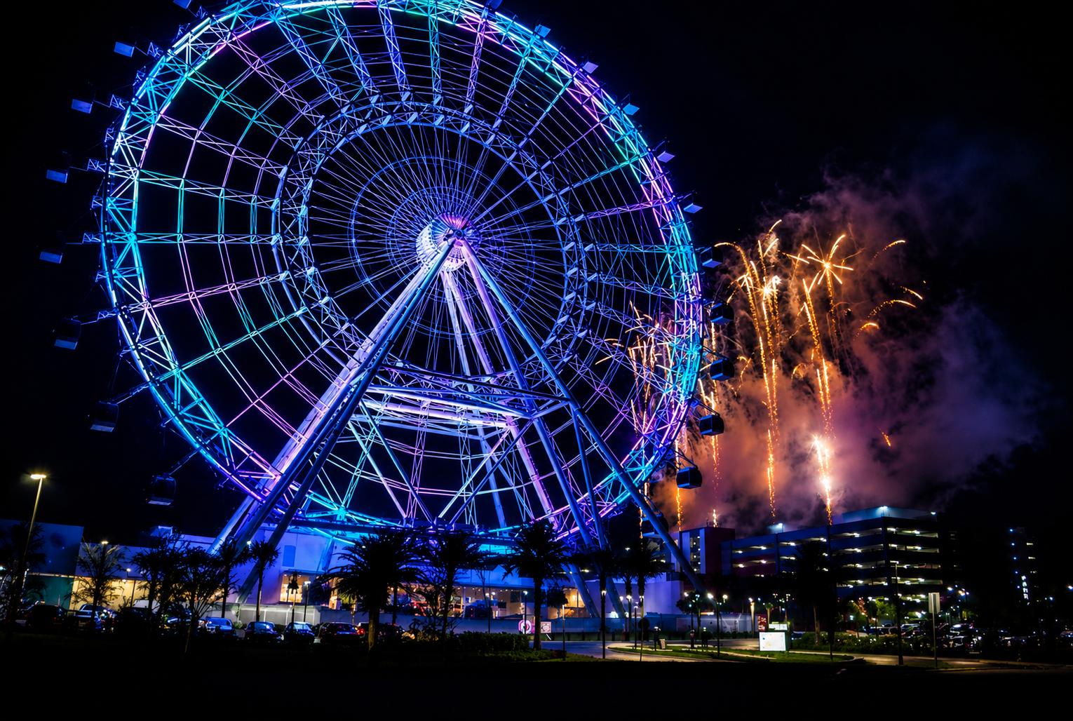 Fireworks over the Orlando Eye at ICON Park &mdash; Imperial Pyro fireworks display