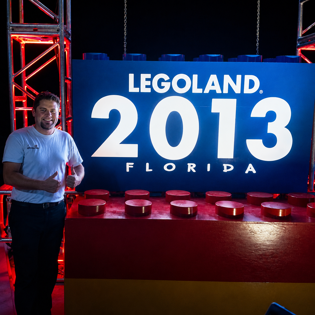 Jack Lambert at LEGOLAND Florida 2013 with opening team sign