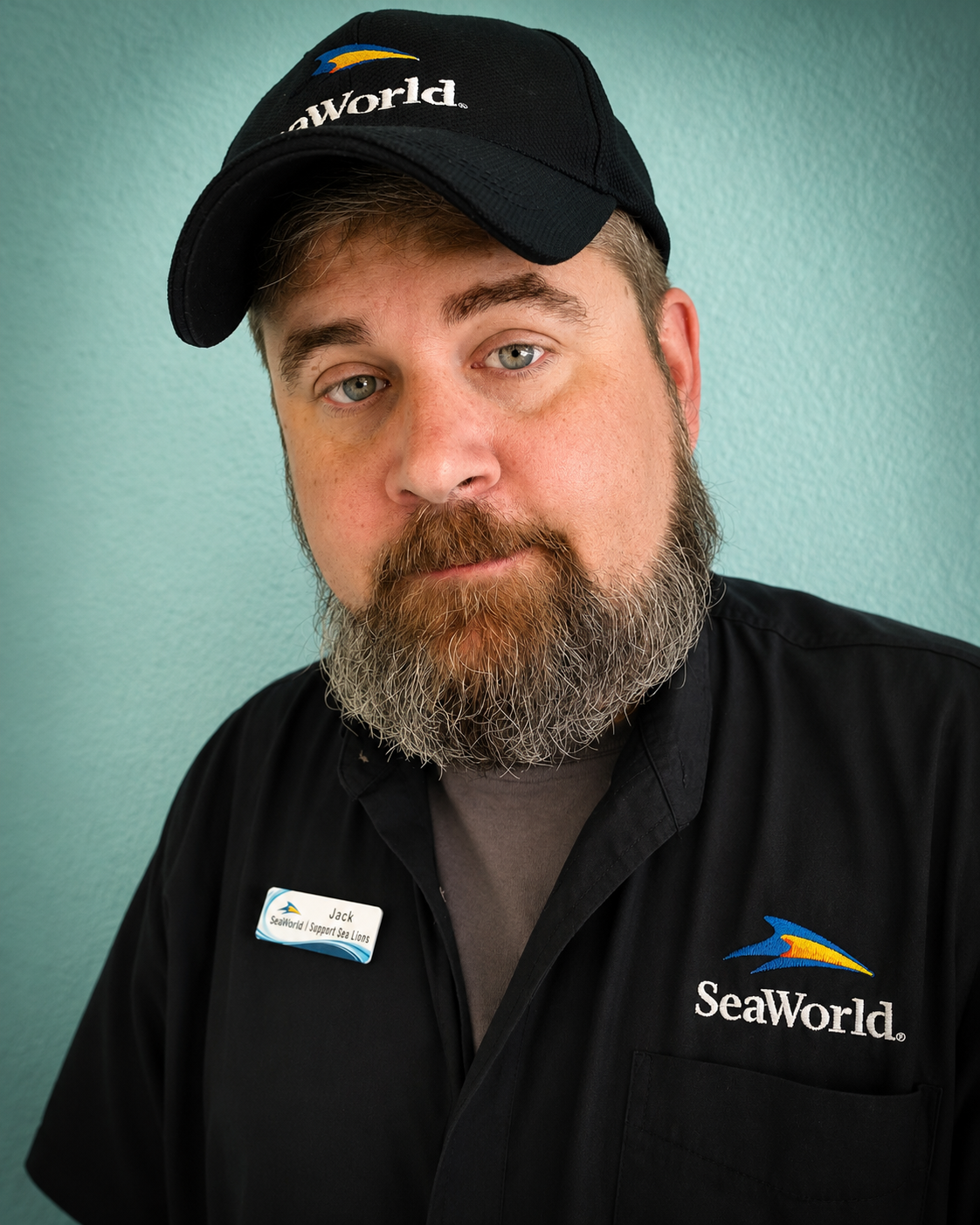 Jack Lambert in SeaWorld Orlando uniform with name tag