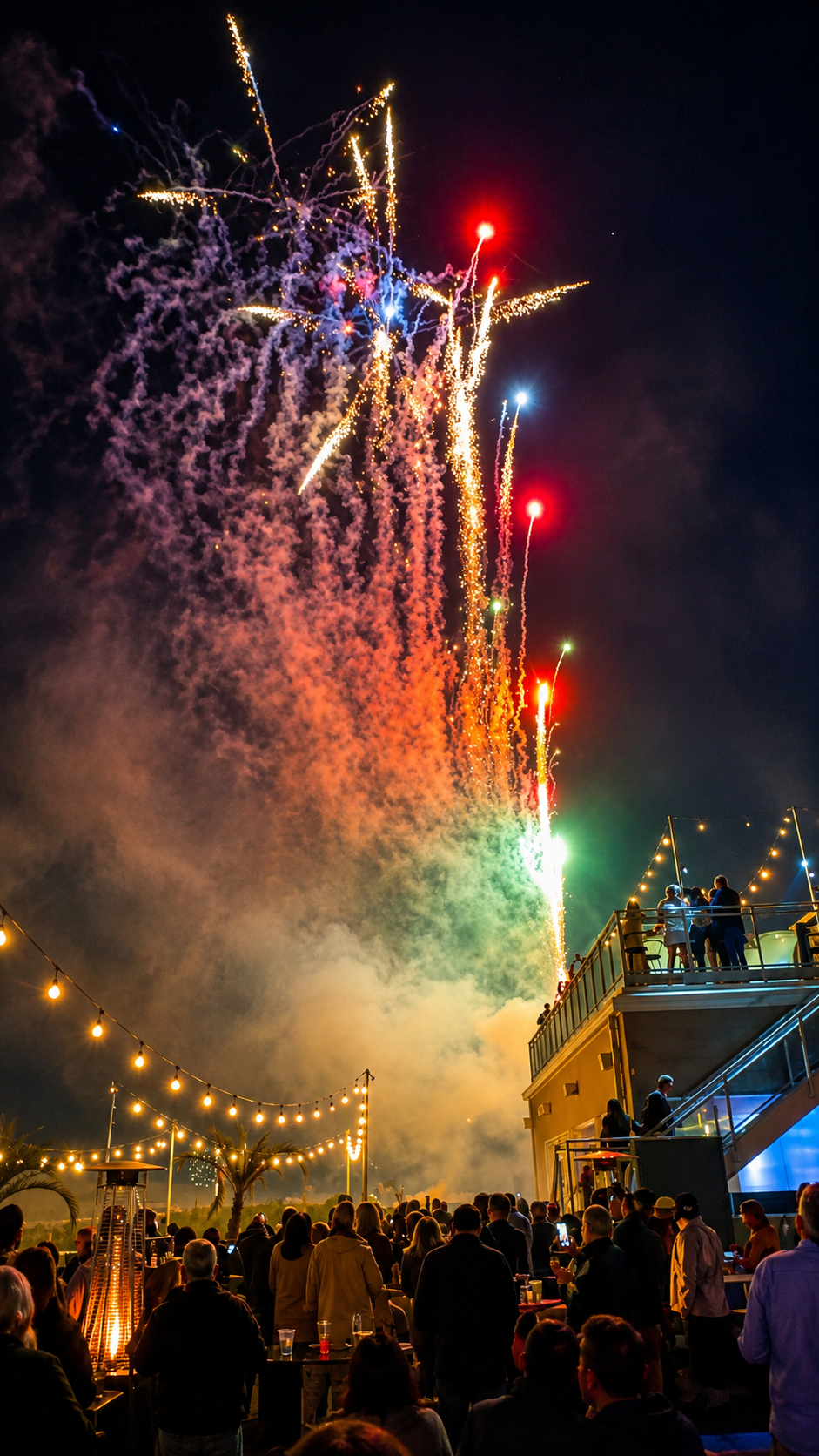 Rooftop close-proximity fireworks at Hard Rock Hotel New Year's Eve
