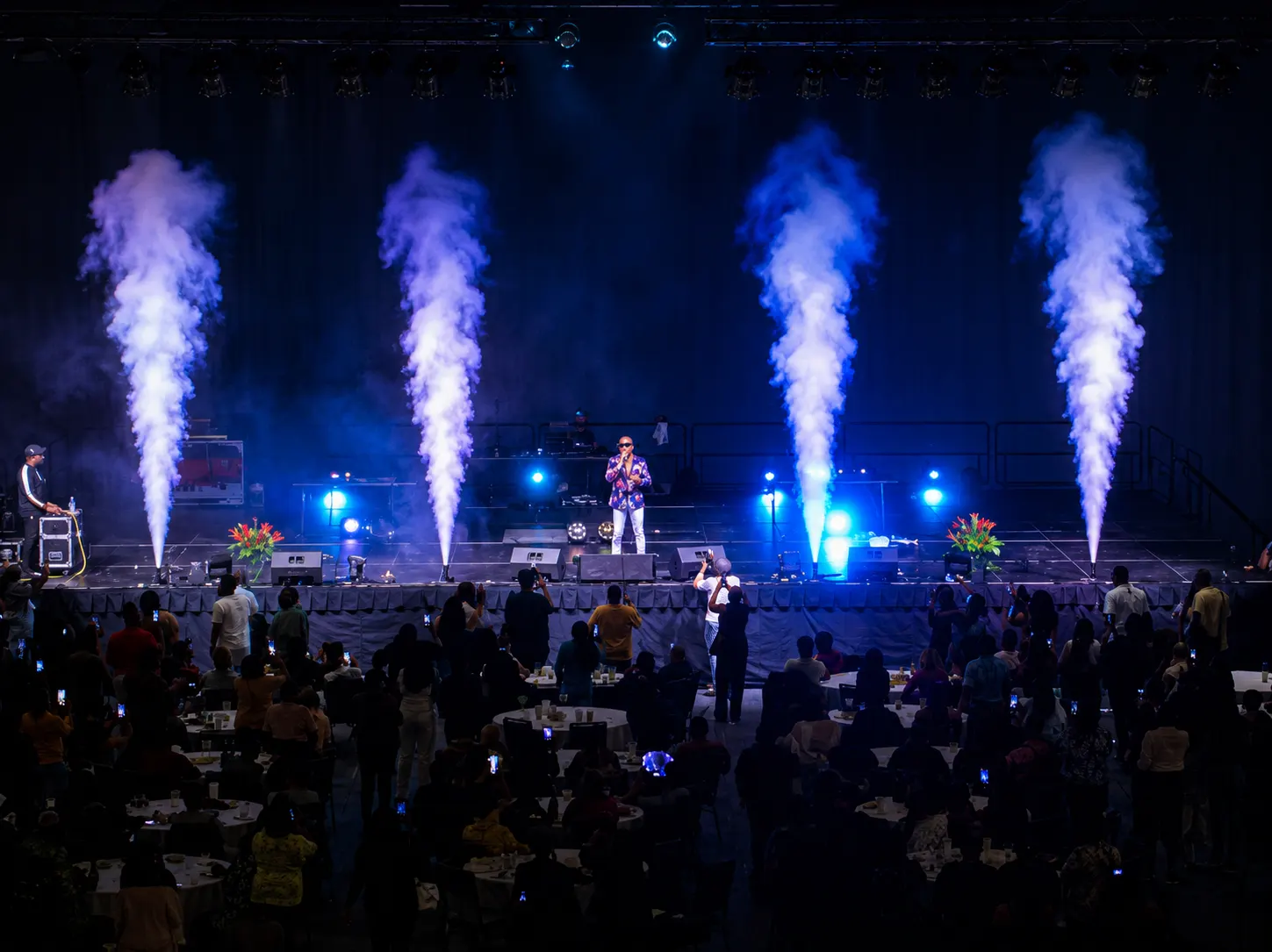 Live performance with CO2 jet effects on stage