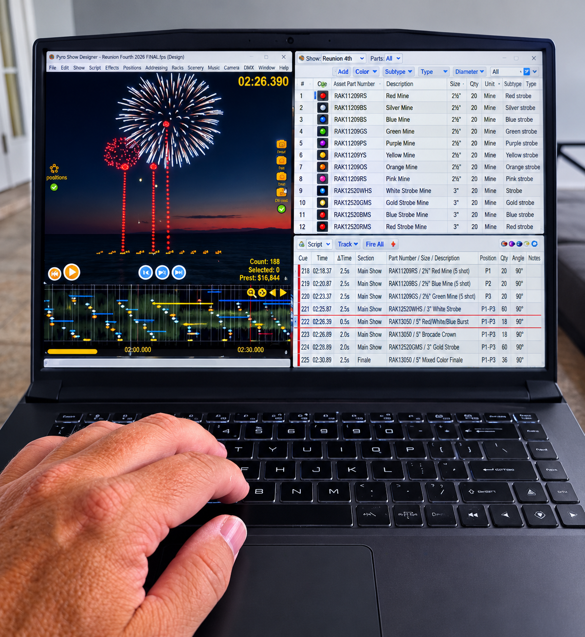 Show design software on a laptop