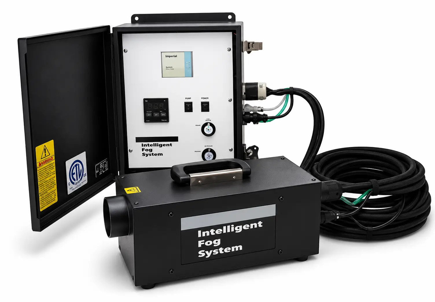 Intelligent Fog System control module with ETL Listed certification and pressure gauges